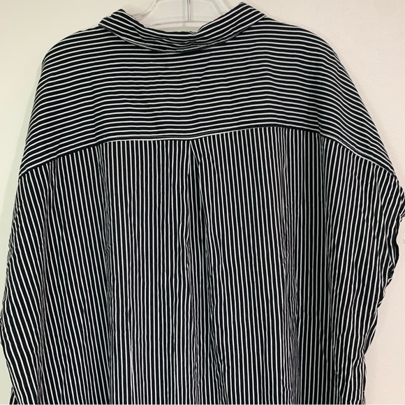 Woman Within Dress Women's Size 28 Black White Stripes Cuffed Cap Sleeves Comfy - Picture 8 of 14